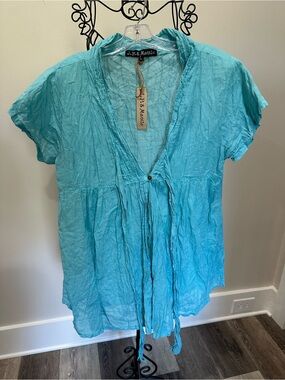 J.P. & Mattie Turquoise Short Sleeve V-Neck Tunic